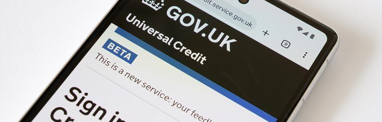 GOV.UK Universal Credit page on a smartphone browser